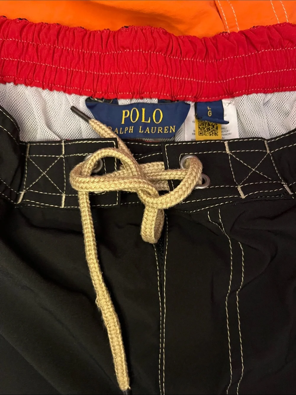 Polo by Ralph Lauren Black & Orange Men’s Swim Board Shorts